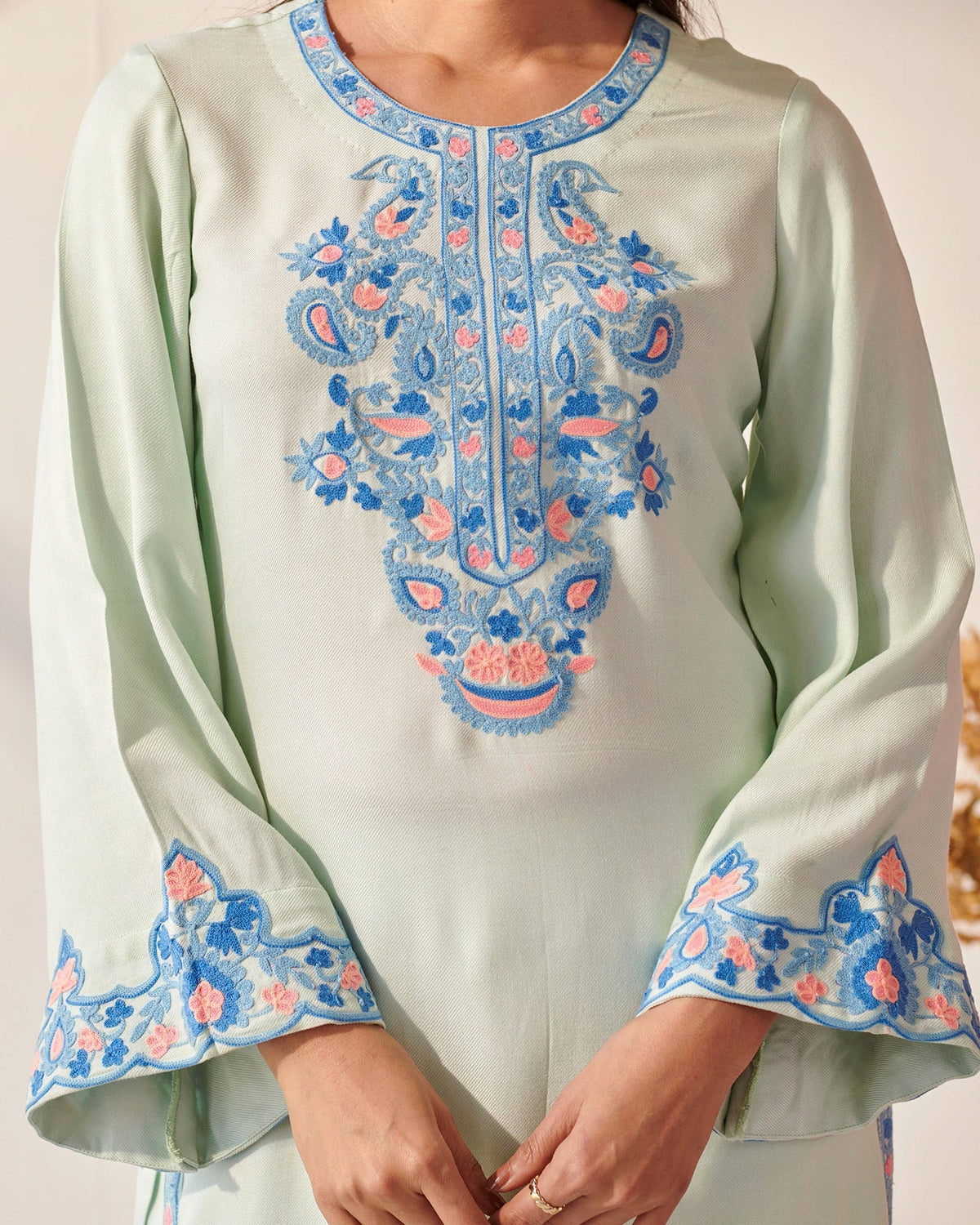 Sorbet Blue Pashmina Kurta Set