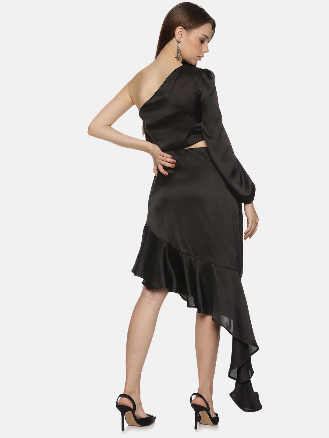 Buy Black Midi Dress For Women In One Shoulder