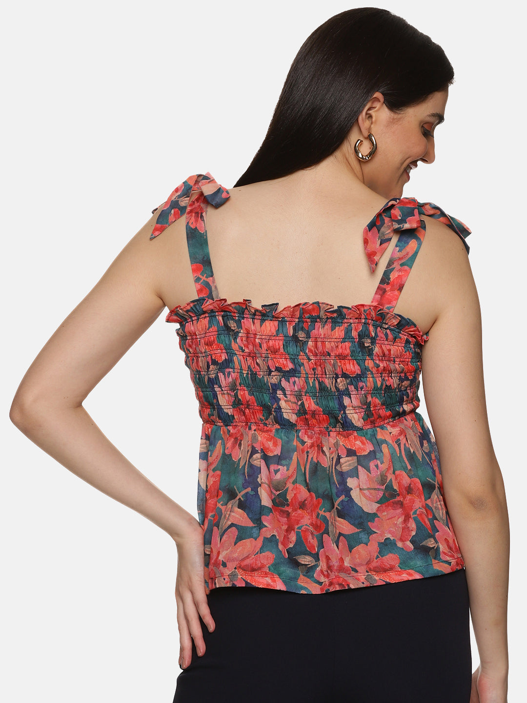 Buy Multicolor Tie-Up Peplum Top For Women