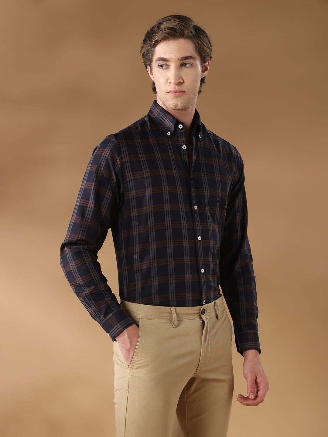 Black Regular Fit Formal Cotton Shirt for men (LENIS)