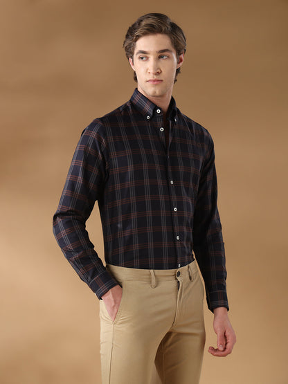 Black Regular Fit Formal Cotton Shirt for men (LENIS)