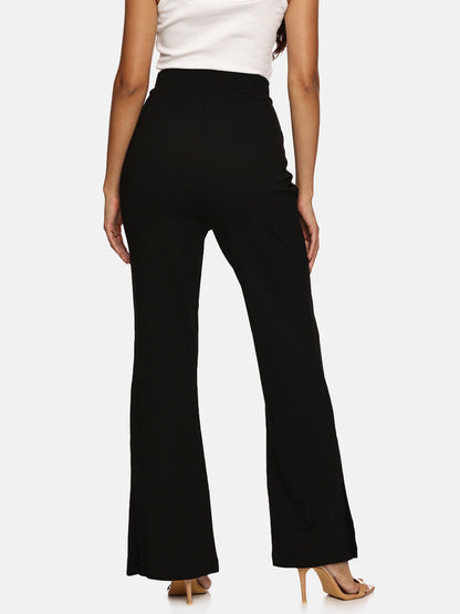 IS.U Black Flared Slit Pant