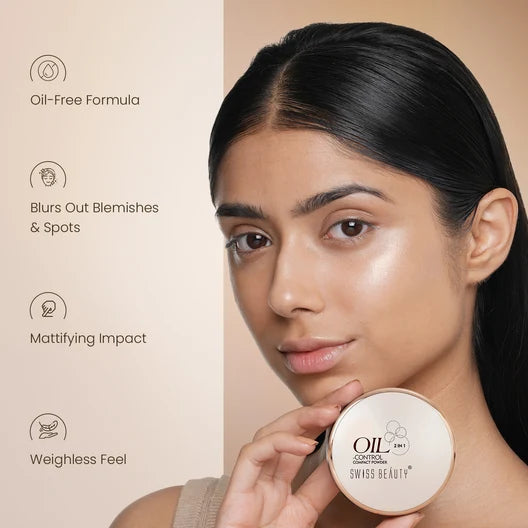 Swiss Beauty Control Lightweight Powder For Matte Flawless Finish Compact Light Medium