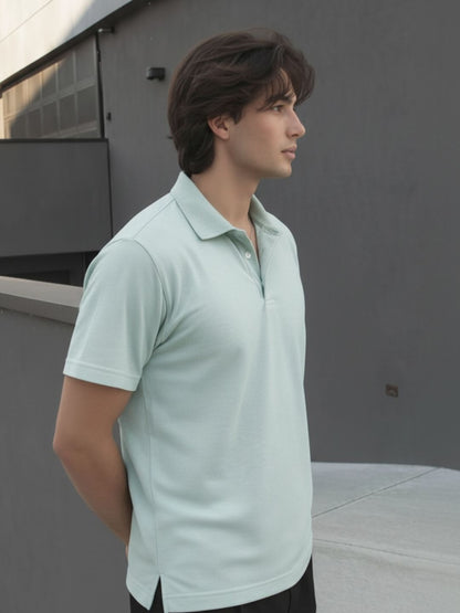 Men Solid Jade Cotton Polo Collar Half Sleeve Regular Fit T-Shirt