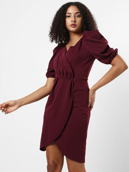 SOLID MAROON DRESS