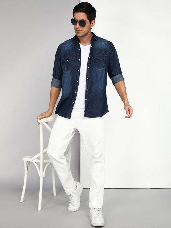 Kuons Avenue Men's Dark Denimax Blue Denim Casual Shirt
