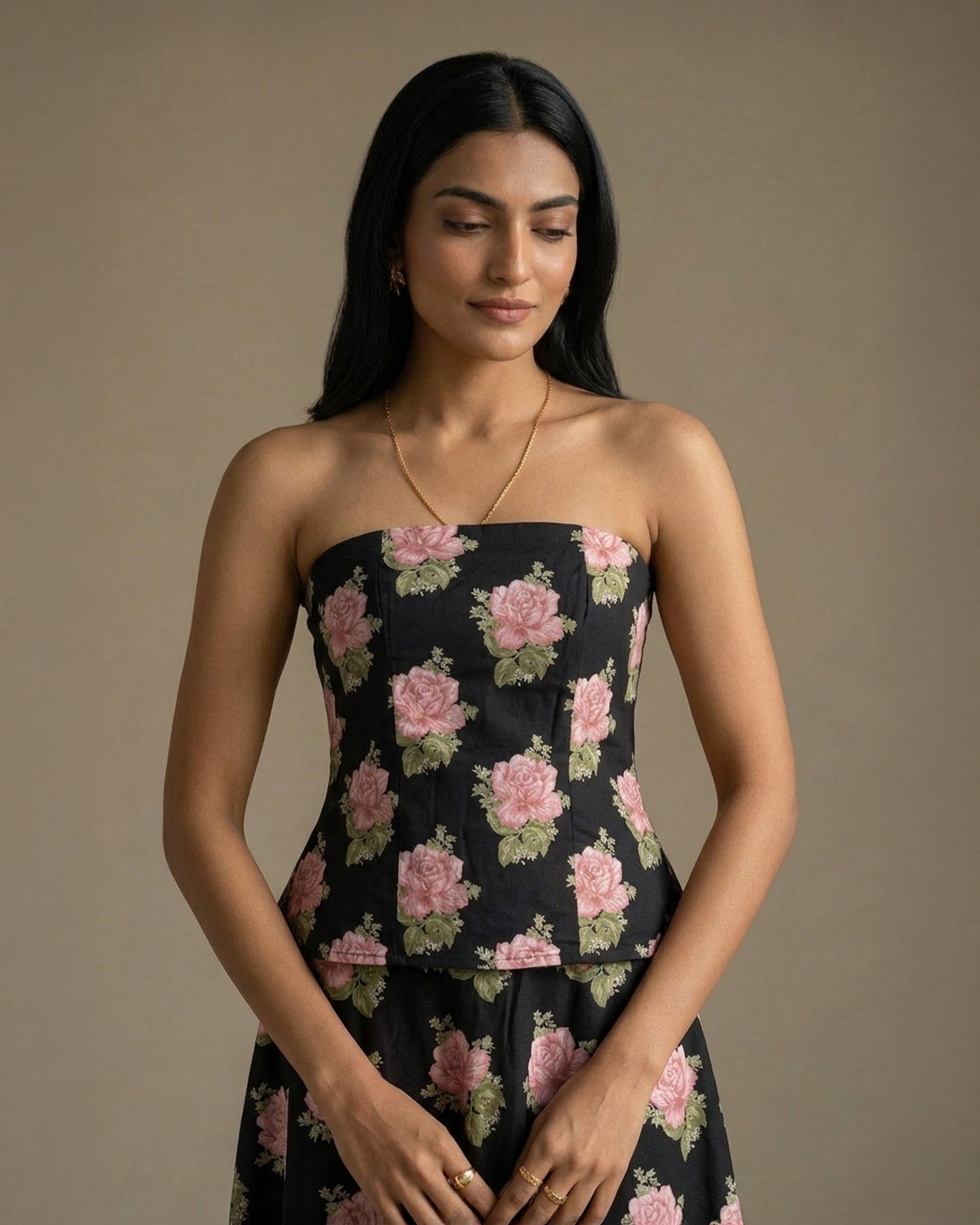 Black Floral Tube Co-ords