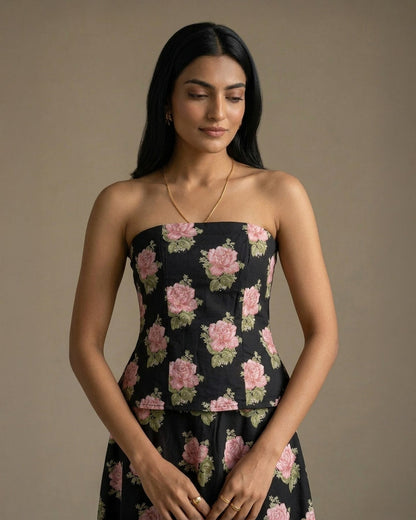 Black Floral Tube Co-ords