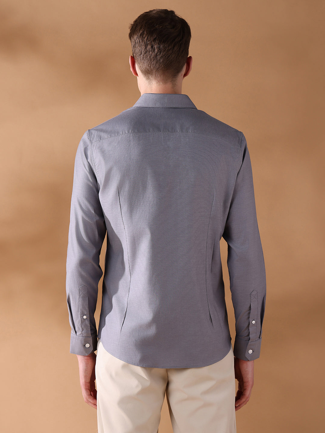 Grey Slim Fit Solid Formal Shirt for Men (FURIO)