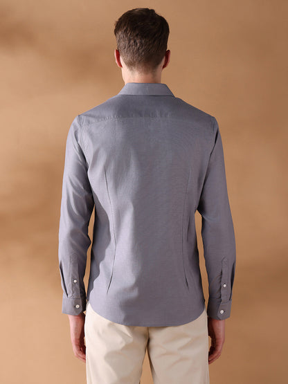 Grey Slim Fit Solid Formal Shirt for Men (FURIO)