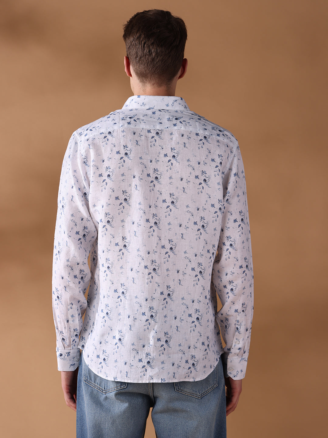 Navy Regular Fit Printed Casual Shirt for Men (LION)