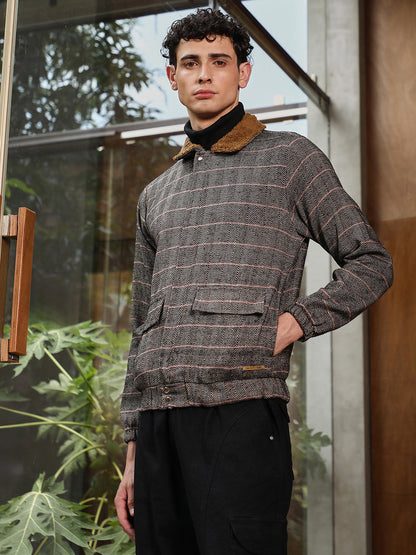Tartan Plaid Jacket With Fleece Collar