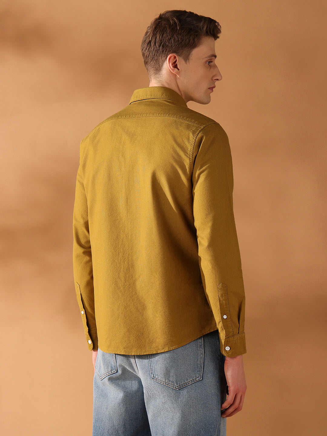 Mustard Regular Fit Solid Casual Shirt for Men (AUREO)