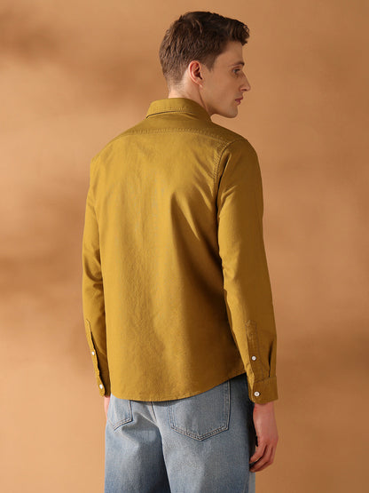 Mustard Regular Fit Solid Casual Shirt for Men (AUREO)