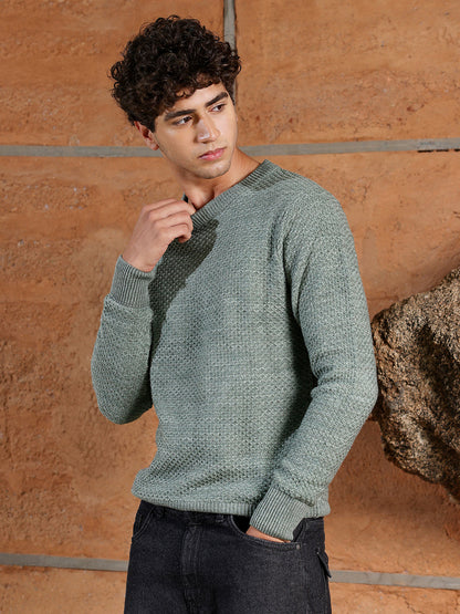 Textured Knit Pullover Sweater