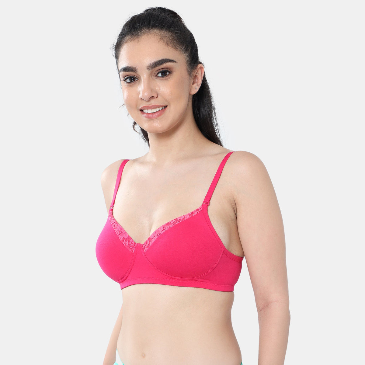 Envie Padded Non-Wired 3/4th Coverage T-Shirt Lace Bra