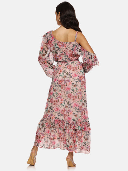 IS.U Multicolor Cold Shoulder Dress