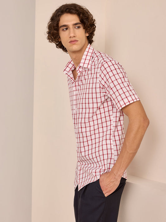 Pink Regular Fit Checked Casual Cotton Shirt for Men (AMATO)