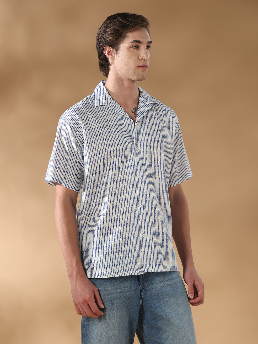 Blue Regular Fit Casual Cotton Shirt for men (ELANE)