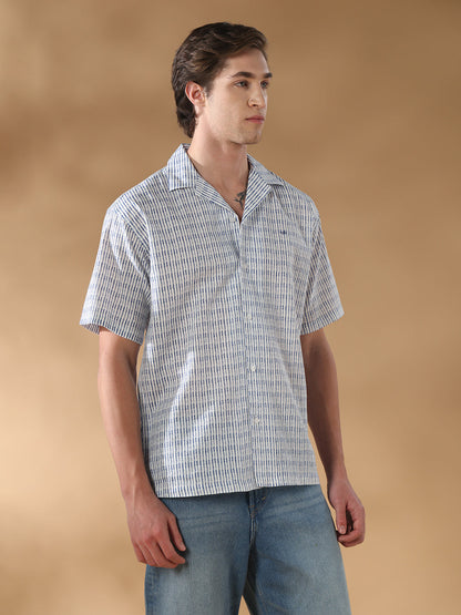 Blue Regular Fit Casual Cotton Shirt for men (ELANE)