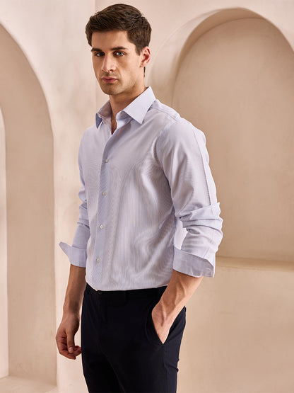 Blue Regular Fit Striped Formal Non-Iron Shirt for Men (NTARD)