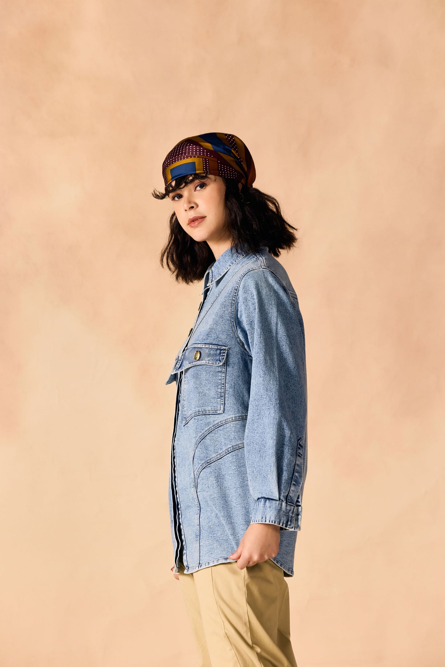 Oversized Stone Washed Denim Button-up Shirt