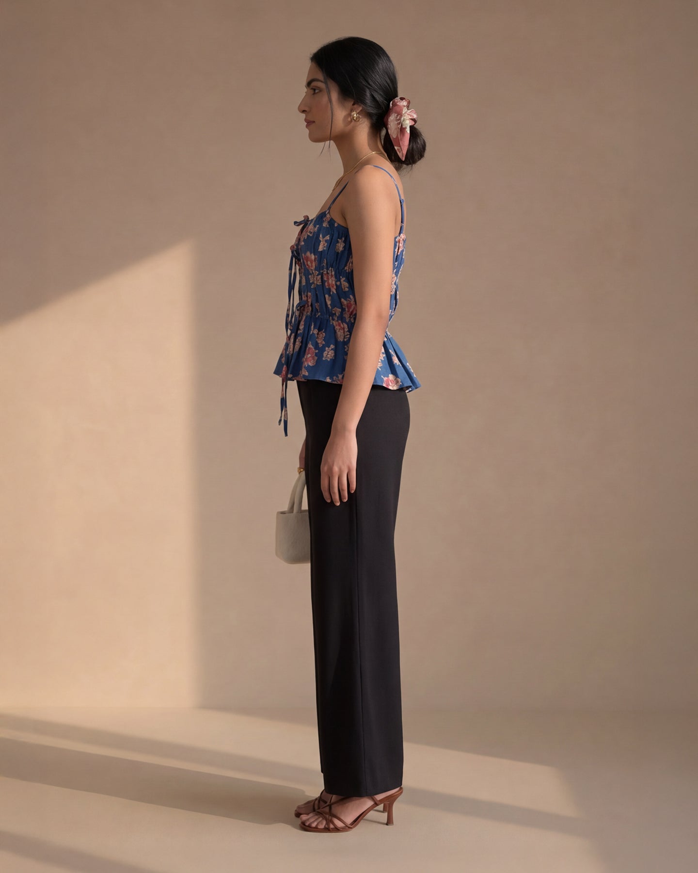 Blue Floral Gather Top