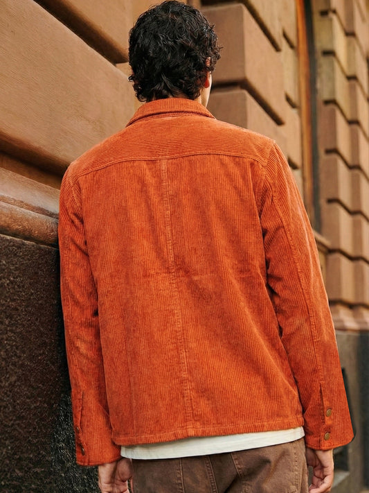 Men's Corduroy Oversized Rust Orange Shacket
