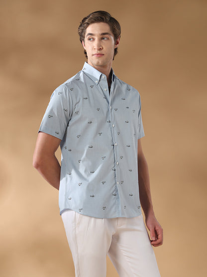 Blue Regular Fit Casual Cotton Shirt for men (CULIX)