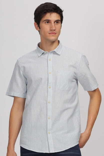 Uri Half Sleeve Linen Striped Shirt