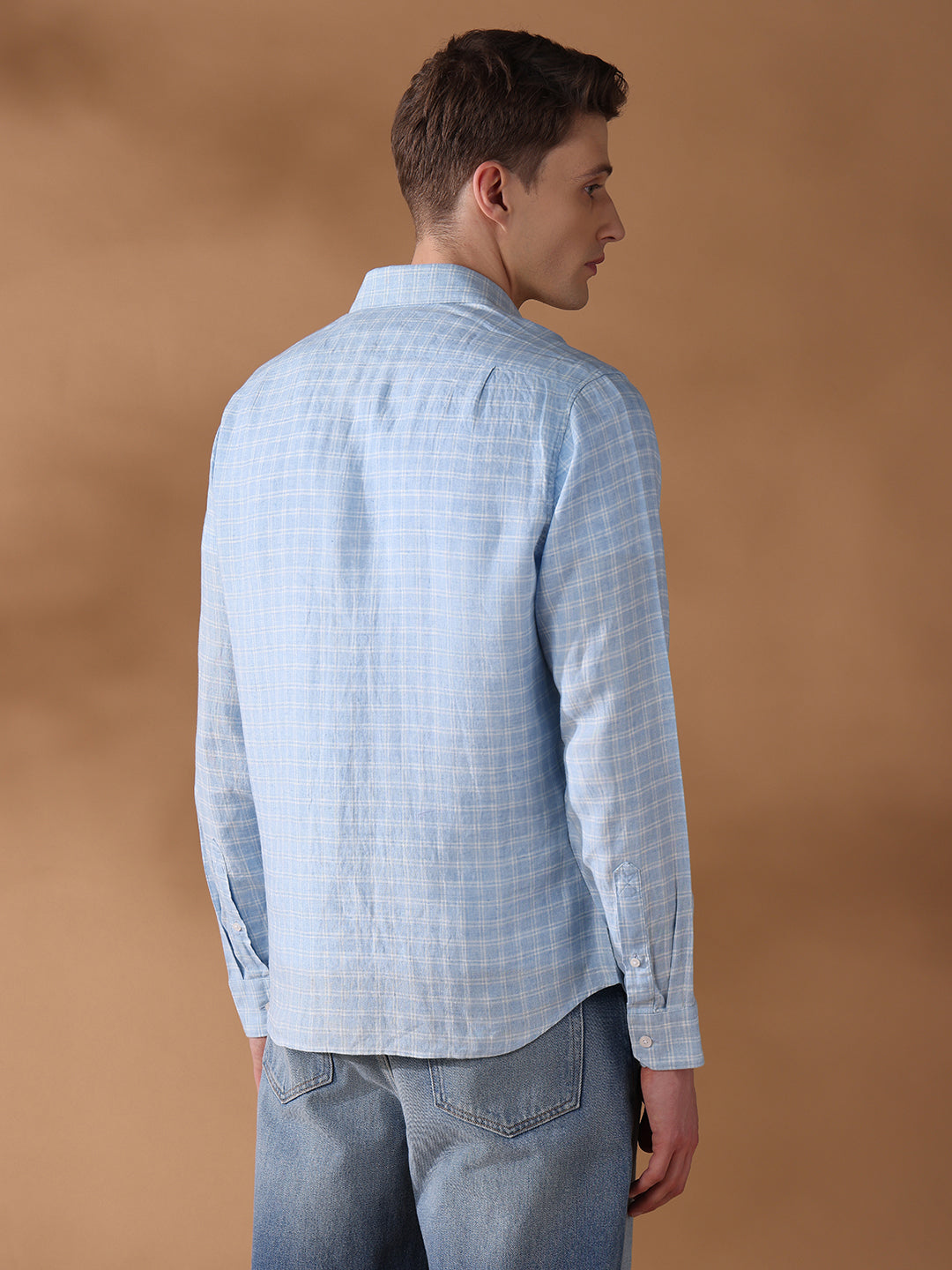 Blue Regular Fit Checked Casual Shirt for Men (DORAL)