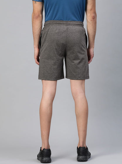 Alcis Men Charcoal Grey Solid Regular Fit Sports Shorts
