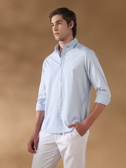 Blue Slim Fit Formal Cotton Shirt for men