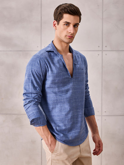 Regular Fit Cotton Blue Casual Shirt for Men (CERNO)