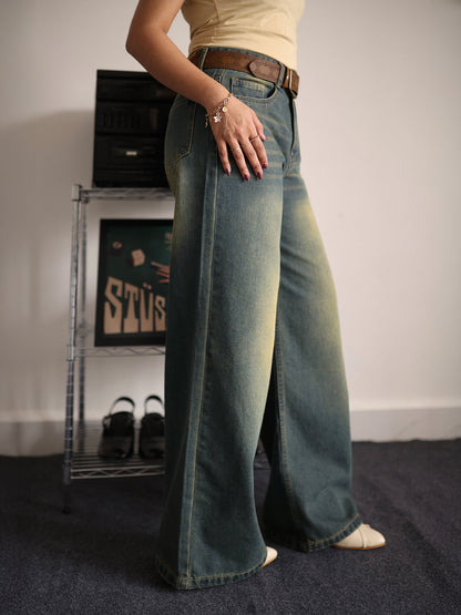 Vintage Drift Blue Tinted Wide Leg Jeans
