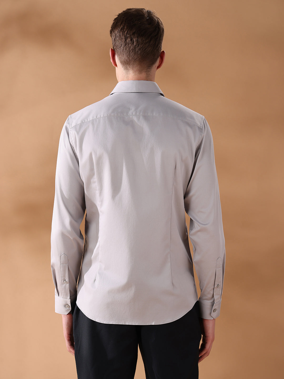 Grey Slim Fit Solid Formal Shirt for Men (JUDE)