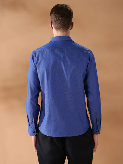 Blue Regular Fit Solid Formal Shirt for Men (LUKA)