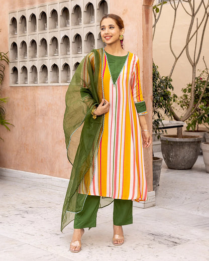 Mustard Striped Suit Set