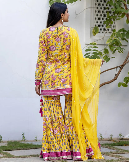 Krisha Yellow Sharara Set