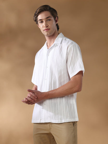 White Regular Fit Casual Cotton Shirt for men (ADELO)