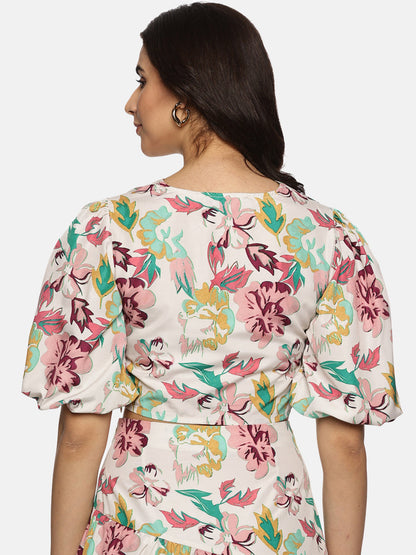Buy Multicolor Crop Top For Women In Puff Sleeve