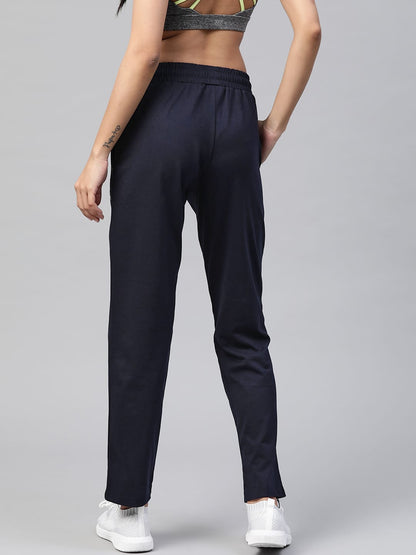 Alcis Women Navy Blue Slim Fit Solid Knitted Track Pants