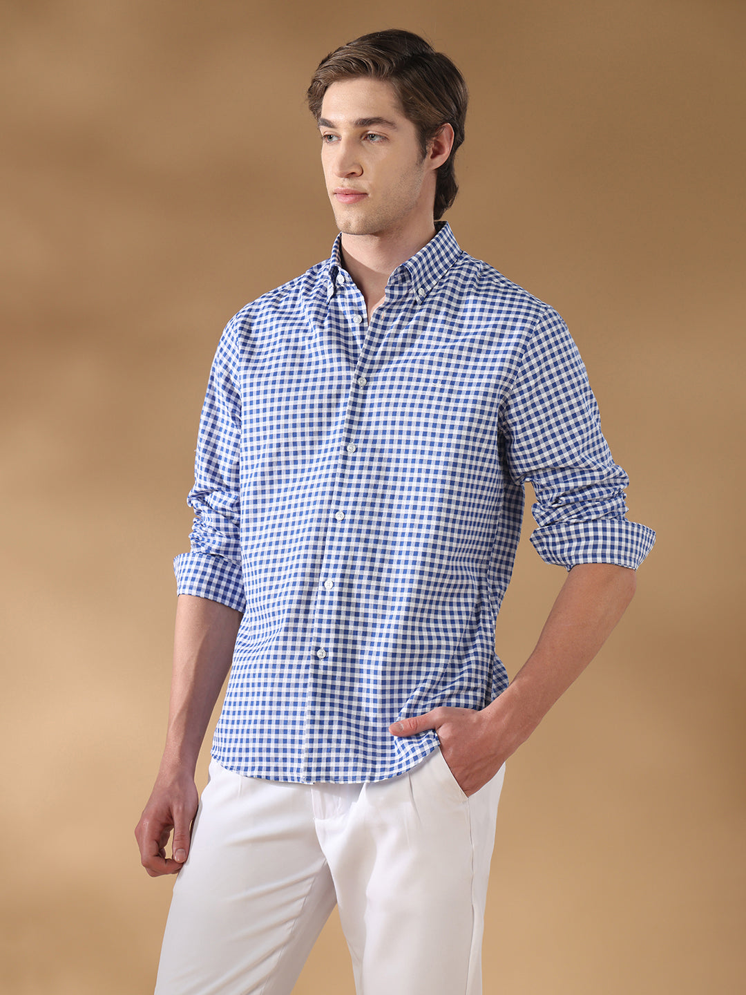 Blue Regular Fit Casual Cotton Shirt for men (CAXEN)