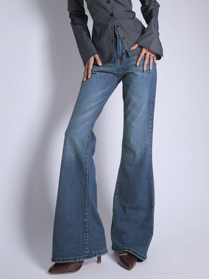 Galactic Blue Tinted Y2K Bootcut Jeans