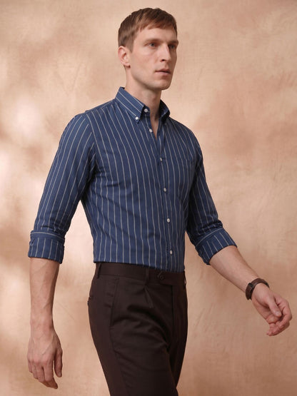 Regular Fit Cotton Blue Casual Shirt for Men (FOLIA)