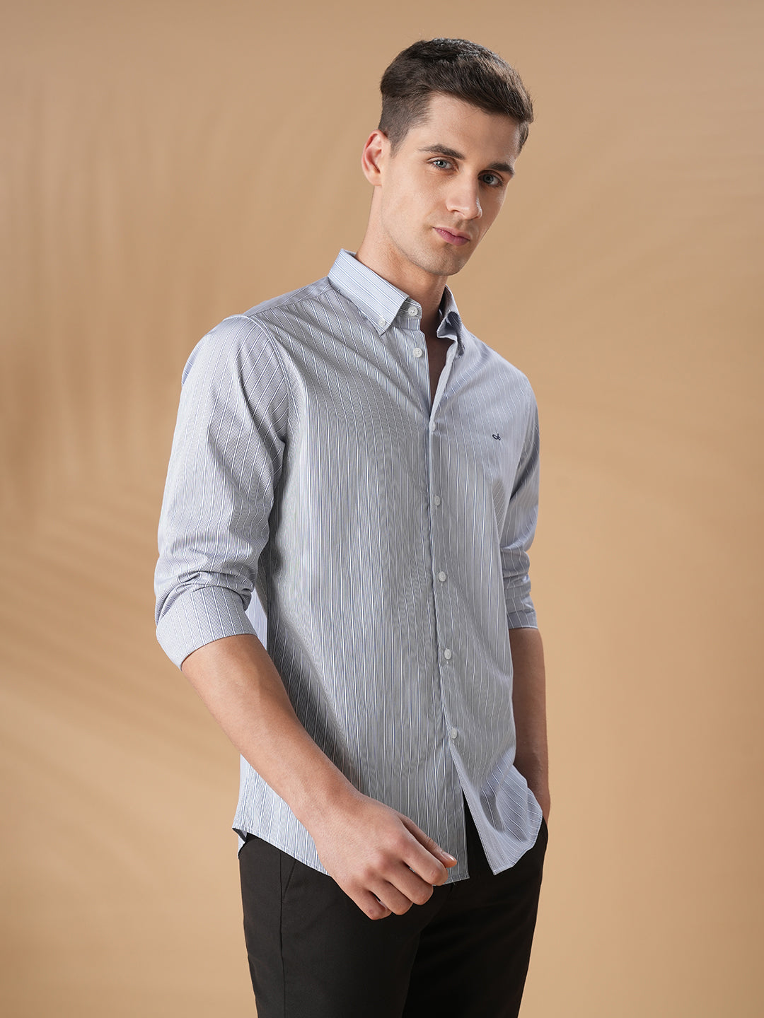Grey Regular Fit Formal Cotton Shirt for men (CANTI)
