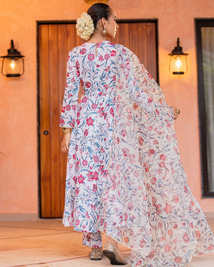 Ivory Printed Muslin Suit Set