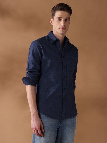 Blue Regular Fit Checked Casual Shirt for Men (LAUR)