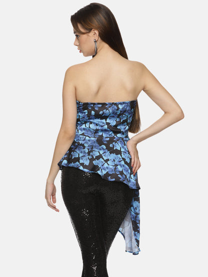 Buy Blue Flared Top For Women In Sleeveless