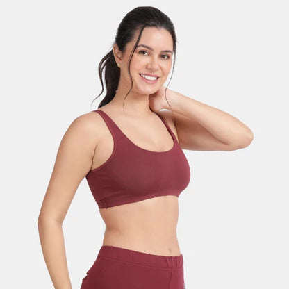 Wine color sports bra Envie non padded non wired full coverage comfortable gym workout bra for daily activewear